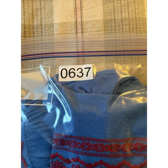 Skies Are Blue Maxi Sundress Sz S Blue Embroidered Adj. Straps Tiered Ruffle EUC - Picture 14 of 14